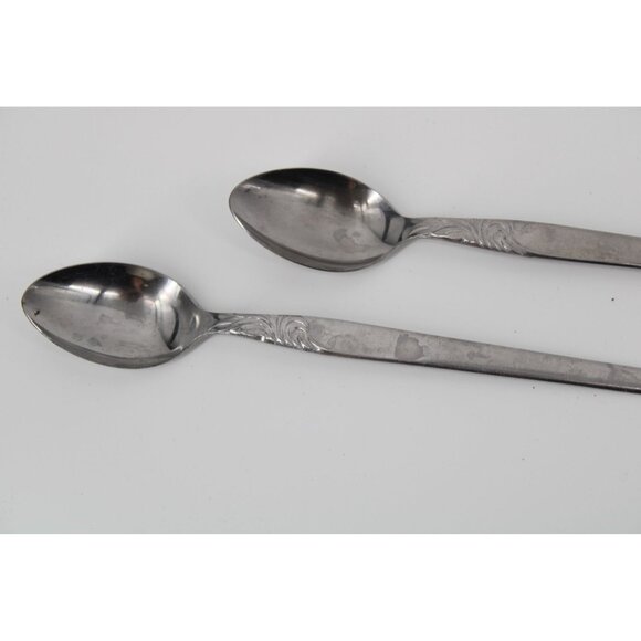 2 National Silver Co Iced Tea Spoon Stainless Steel 1960's Vintage 93778 - Picture 2 of 4
